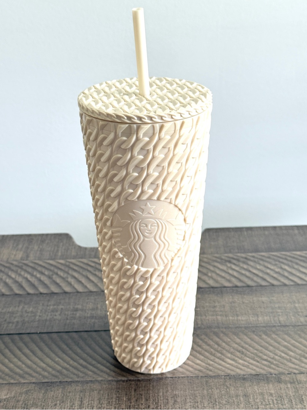 Starbucks Fall 2025 Matte Cream White Cable Knit Tumbler